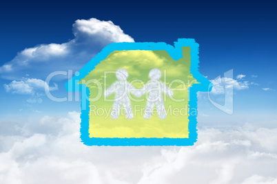 Composite image of cloud in shape of couple