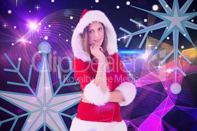 Composite image of festive brunette smiling at camera