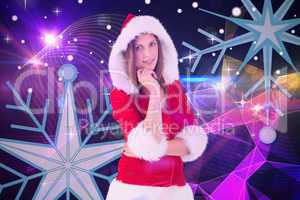 Composite image of festive brunette smiling at camera