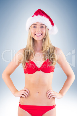 Festive fit blonde in red bikini