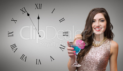 Composite image of brunette with cocktail