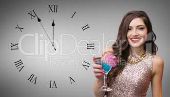 Composite image of brunette with cocktail