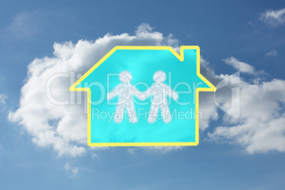 Composite image of cloud in shape of couple