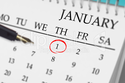 Composite image of january on calendar