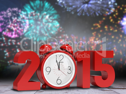 Composite image of 2015 with alarm clock