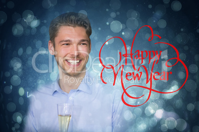 Composite image of man toasting with champagne