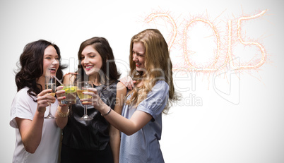 Composite image of friends with drinks