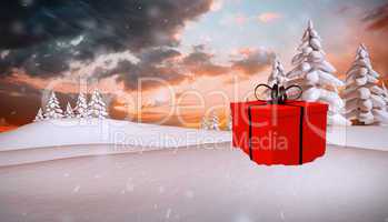 Composite image of red and black gift