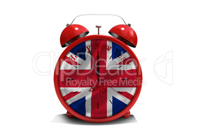 Composite image of happy new year in red alarm clock