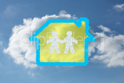 Composite image of cloud in shape of couple