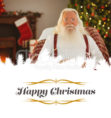 Composite image of happy santa without his jacket
