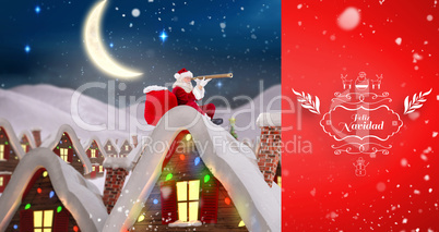 Composite image of santa delivery presents to village