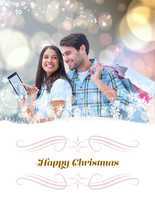 Composite image of happy couple with shopping bags