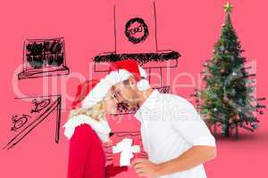 Composite image of young festive couple