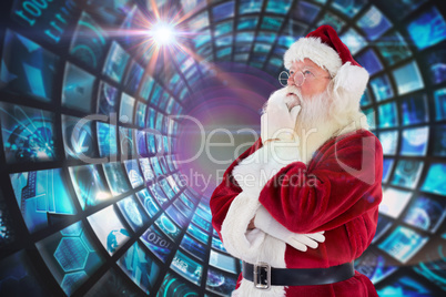 Composite image of santa is thinking about something