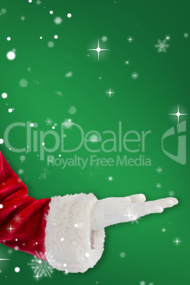 Composite image of santa claus presenting with hand