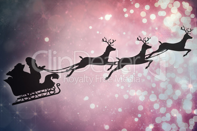 Composite image of silhouette of santa claus and reindeer Composite image of silhouette of santa claus and reindeer