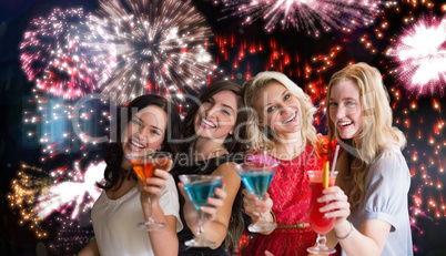 Composite image of friends with drinks