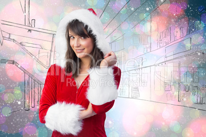 Composite image of pretty santa girl smiling at camera