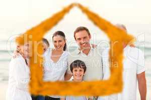 Composite image of beautiful family at the beach