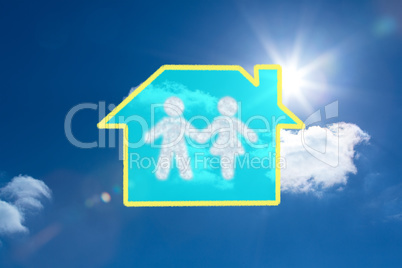 Composite image of cloud in shape of couple