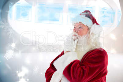 Composite image of santa is thinking about something