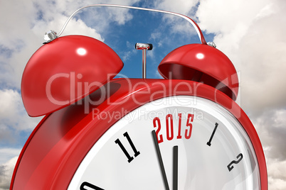 Composite image of 2015 in red alarm clock