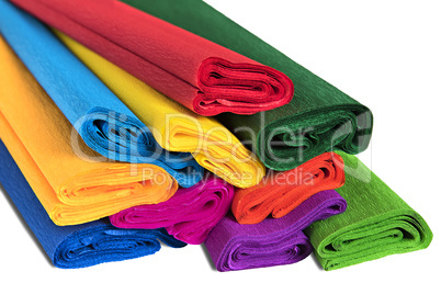 rolls of colored corrugated paper closeup