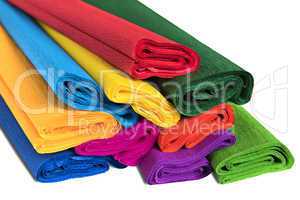 rolls of colored corrugated paper closeup