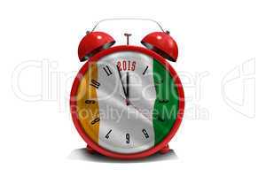 Composite image of 2015 in red alarm clock