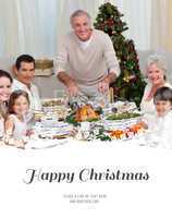 Composite image of grandfather cutting turkey for christmas dinn