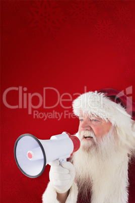 Composite image of santa claus is using a megaphone