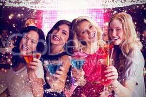 Composite image of friends with drinks