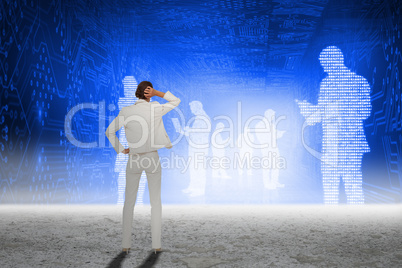 Composite image of thinking businesswoman