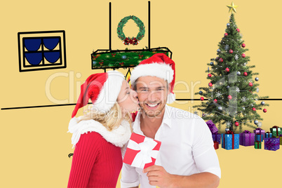 Composite image of young festive couple