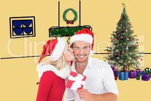 Composite image of young festive couple