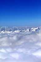 Cloudy mountains at nice winter day