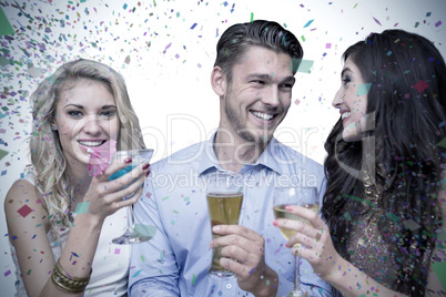 Composite image of friends toasting