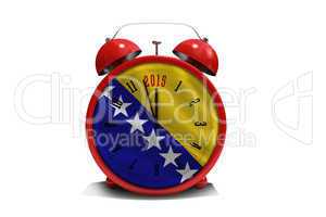 Composite image of 2015 in red alarm clock