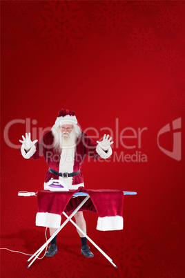 Composite image of santa is impressed about something on his pan