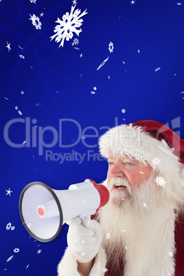 Composite image of santa claus is using a megaphone