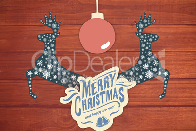 Composite image of  merry christmas message with a ball