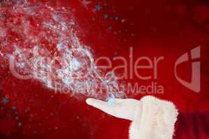 Composite image of santa claus shows open hand