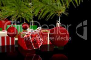 Composite image of decorations on tree