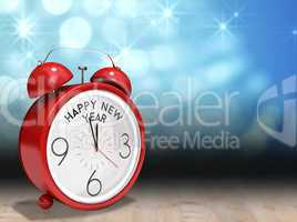 Composite image of happy new year in red alarm clock