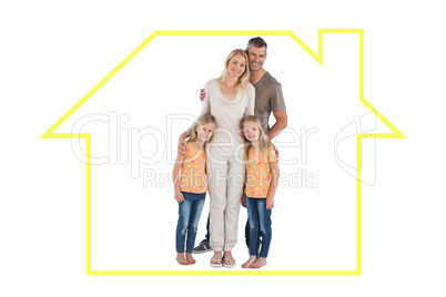 Composite image of happy family smiling at the camera