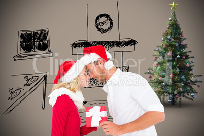 Composite image of young festive couple Composite image of young festive couple