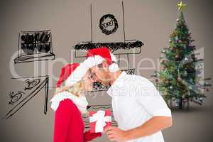 Composite image of young festive couple