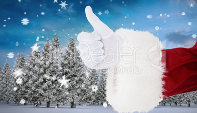 Composite image of positive santa claus with thumbs up