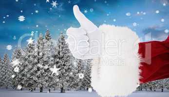 Composite image of positive santa claus with thumbs up